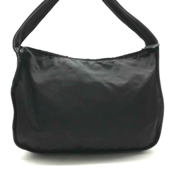 Prada Shoulder Bag Gold Nylon Tessuto Triangle Logo Black — view 3