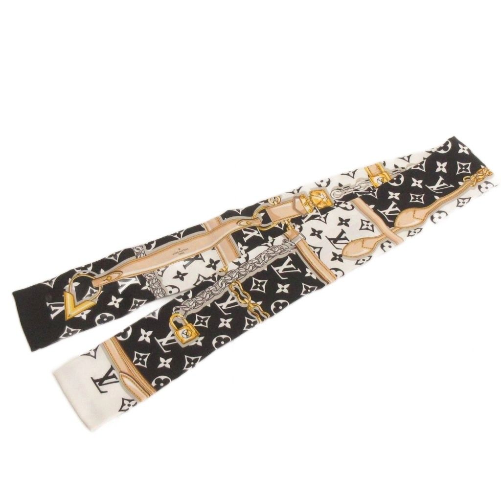 Louis Vuitton Bandeau Confidential Monogram Scarf All Over Chain Silk Black — view 2