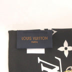 Louis Vuitton Bandeau Confidential Monogram Scarf All Over Chain Silk Black — view 3