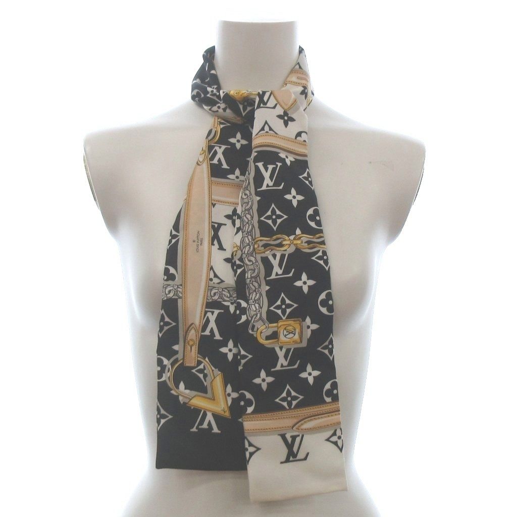 Louis Vuitton Bandeau Confidential Monogram Scarf All Over Chain Silk Black — view 5