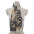 Louis Vuitton Bandeau Confidential Monogram Scarf All Over Chain Silk Black — view 5