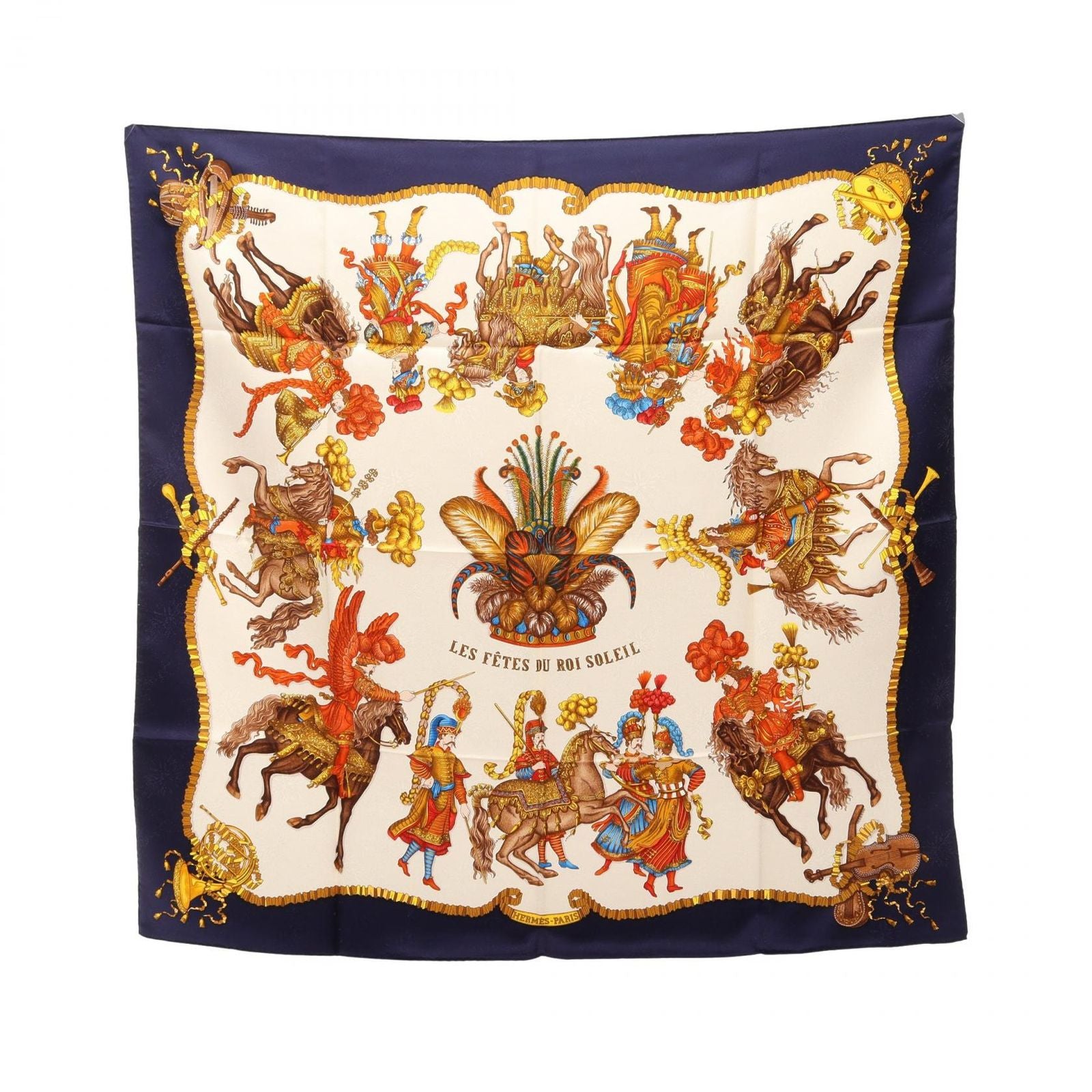 Hermes Scarf Carre 90 les Fetes du Roi Soleil Silk