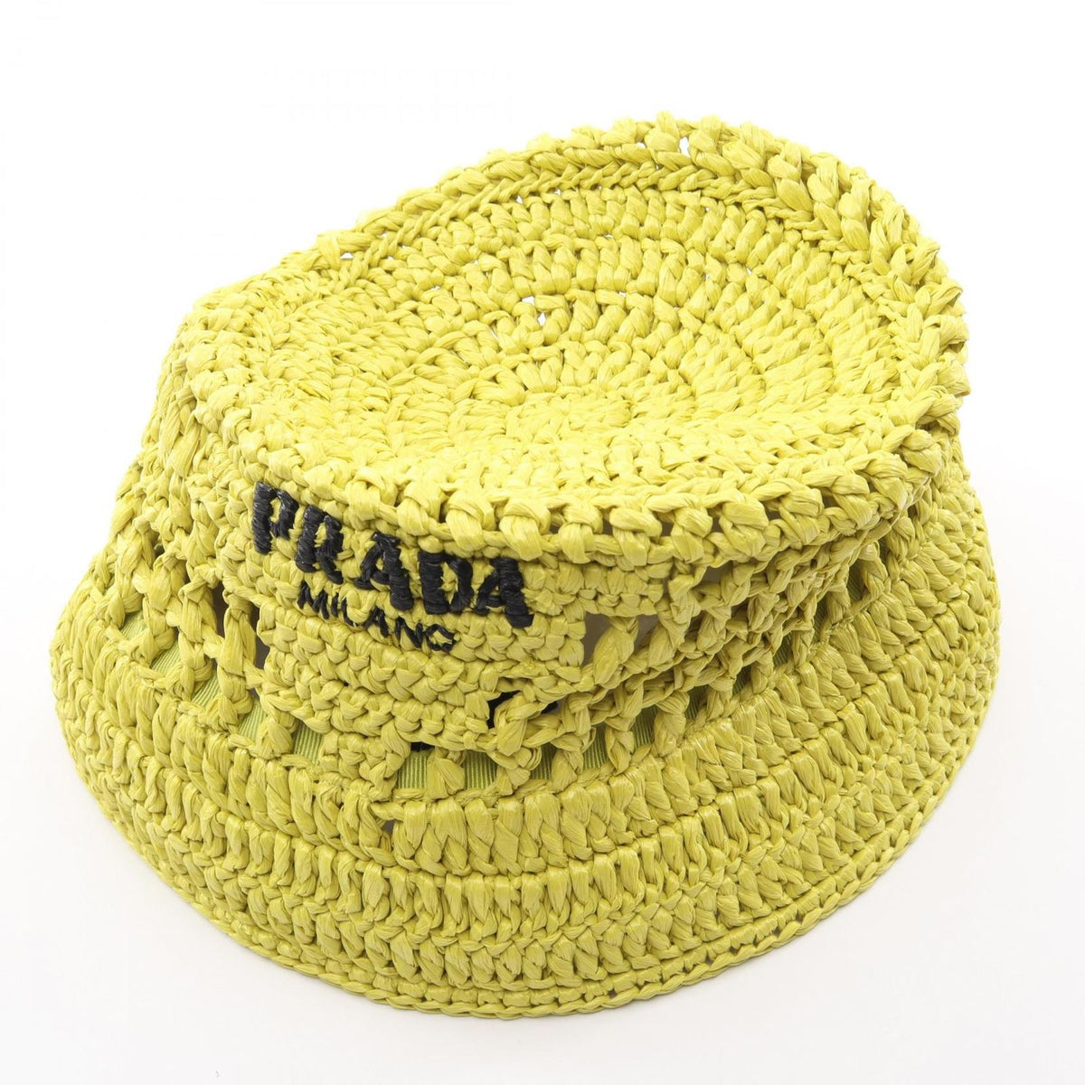 Prada Hat Logo Raffia Baguette — view 8