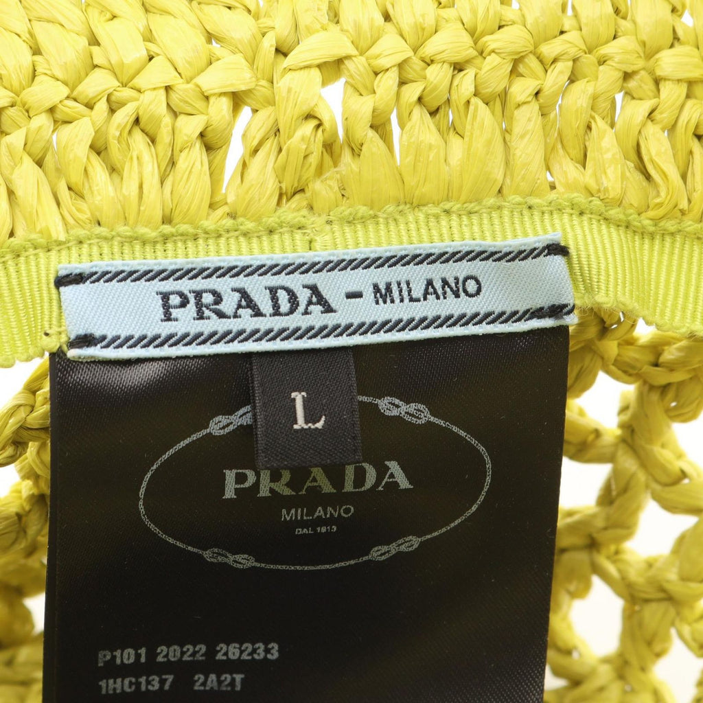 Prada Hat Logo Raffia Baguette — view 4