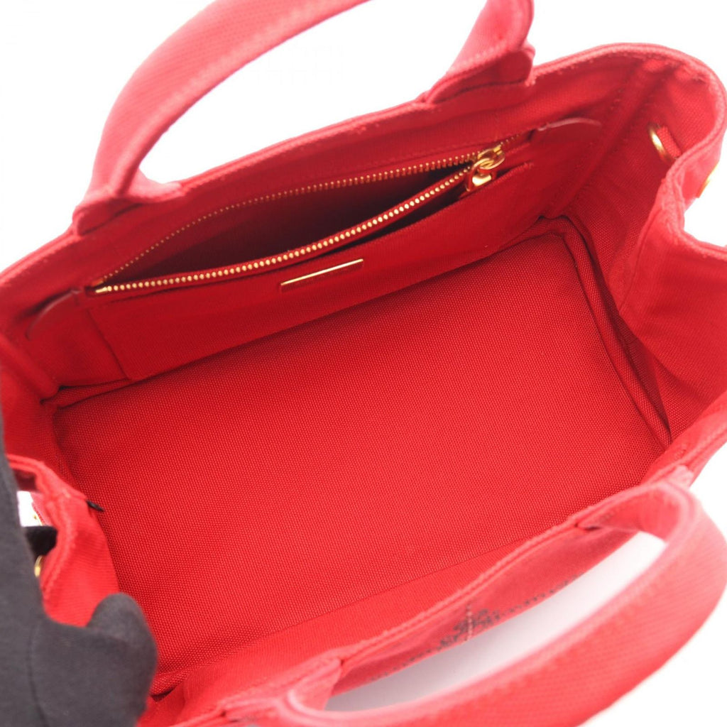 Prada Tote Bag Canapa 2-Way Red Black Canvas Mini — view 3