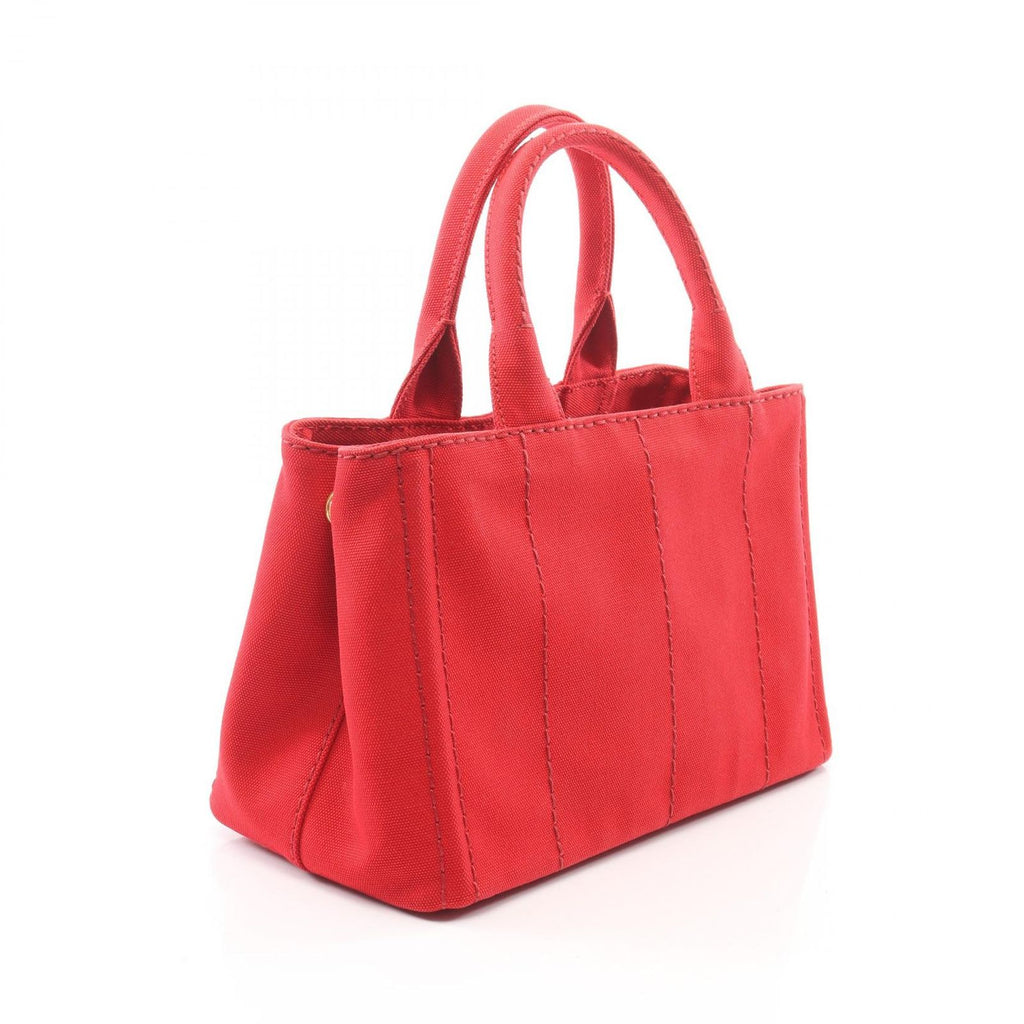 Prada Tote Bag Canapa 2-Way Red Black Canvas Mini — view 2