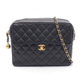 Chanel Shoulder Bag Quilted Coco Ball Black Caviar Leather Chain