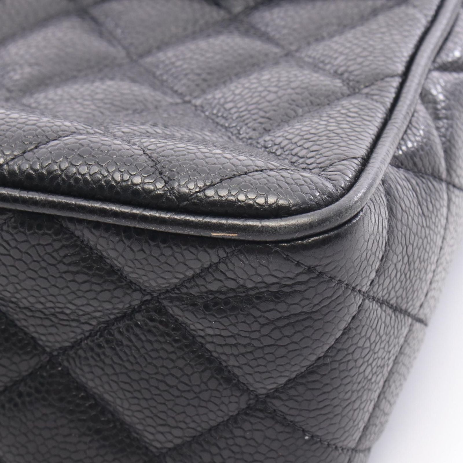 Chanel Shoulder Bag Quilted Coco Ball Black Caviar Leather Chain — view 7