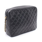 Chanel Shoulder Bag Quilted Coco Ball Black Caviar Leather Chain — view 2