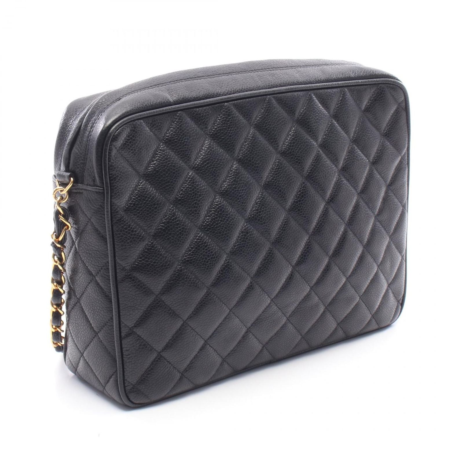 Chanel Shoulder Bag Quilted Coco Ball Black Caviar Leather Chain — view 2