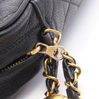 Chanel Shoulder Bag Quilted Coco Ball Black Caviar Leather Chain — view 8