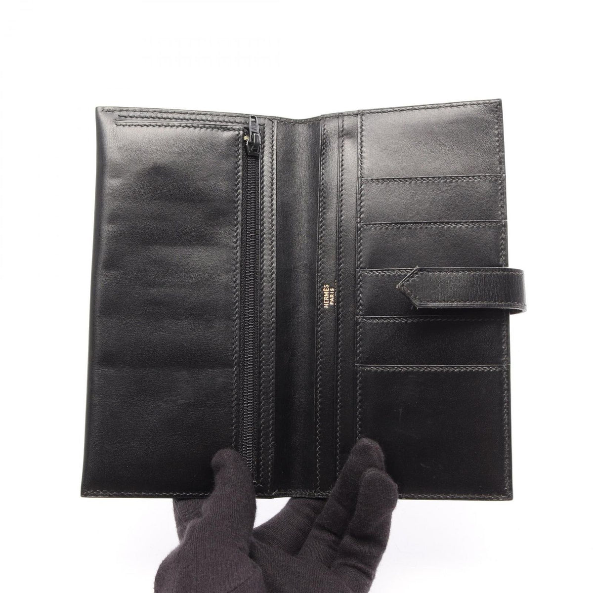 Hermes Bifold Wallet Bearn Classic Black Calfskin — view 3