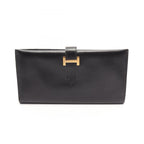 Hermes Bifold Wallet Bearn Classic Black Calfskin