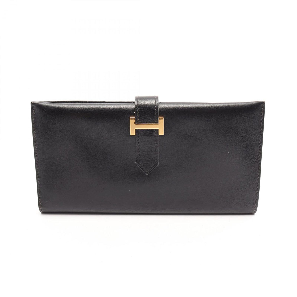 Hermes Bifold Wallet Bearn Classic Black Calfskin
