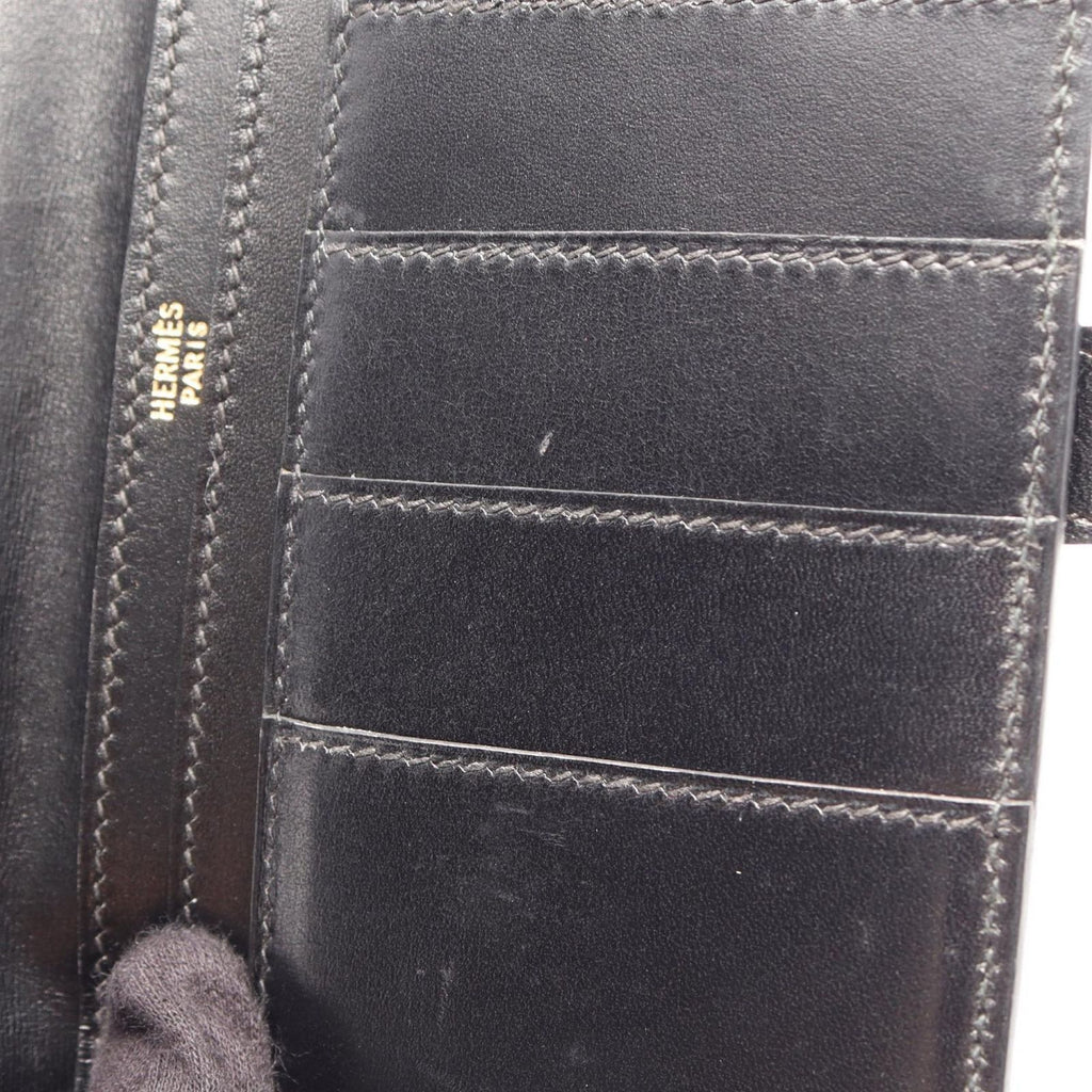 Hermes Bifold Wallet Bearn Classic Black Calfskin — view 8