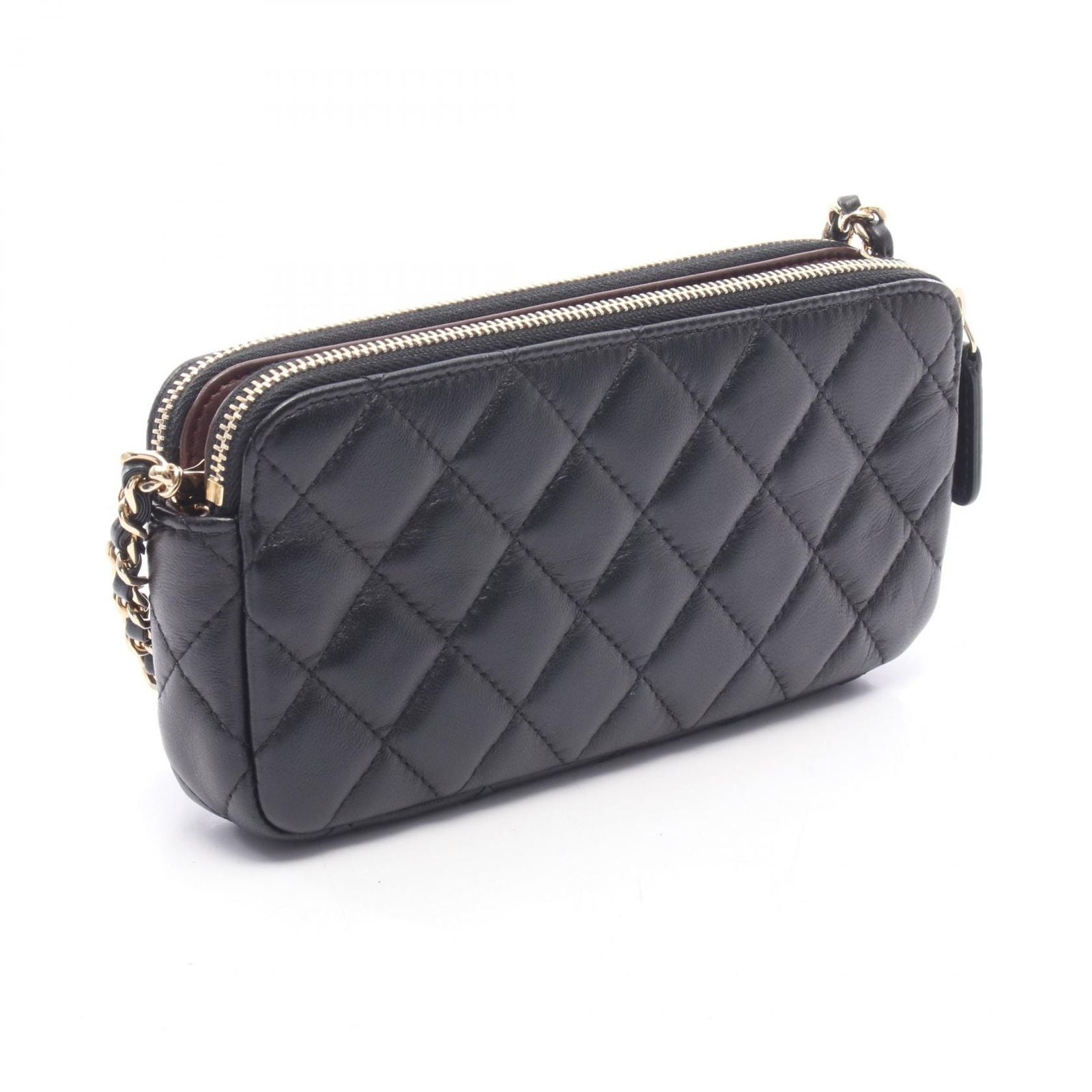 Chanel Shoulder Bag Quilted Black Lambskin Phone Case Chain Wallet — view 2