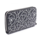 Chanel Round Wallet Camellia Black Leather — view 2