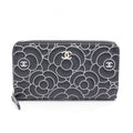Chanel Round Wallet Camellia Black Leather