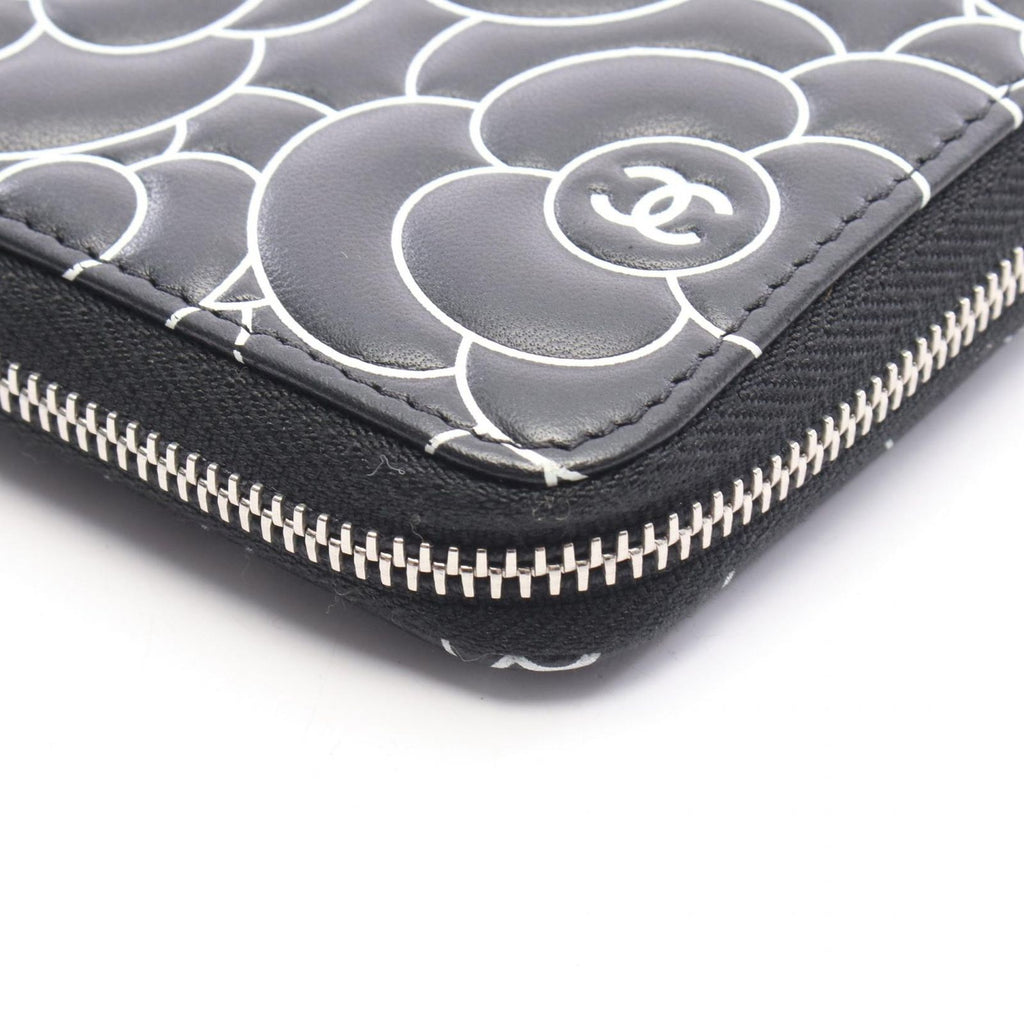Chanel Round Wallet Camellia Black Leather — view 7
