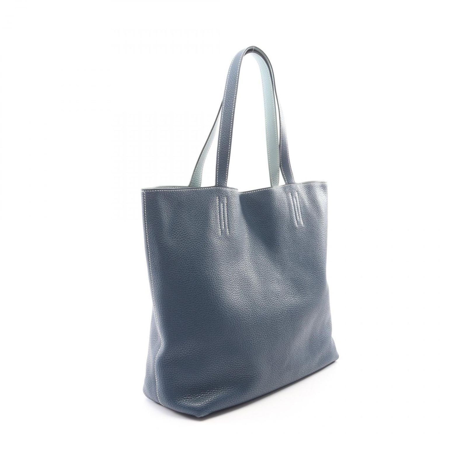 Hermes Tote Bag Double Sens 45 Navy Ciel Leather — view 2