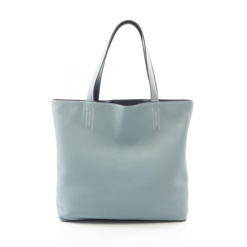 Hermes Tote Bag Double Sens 45 Navy Ciel Leather — view 6