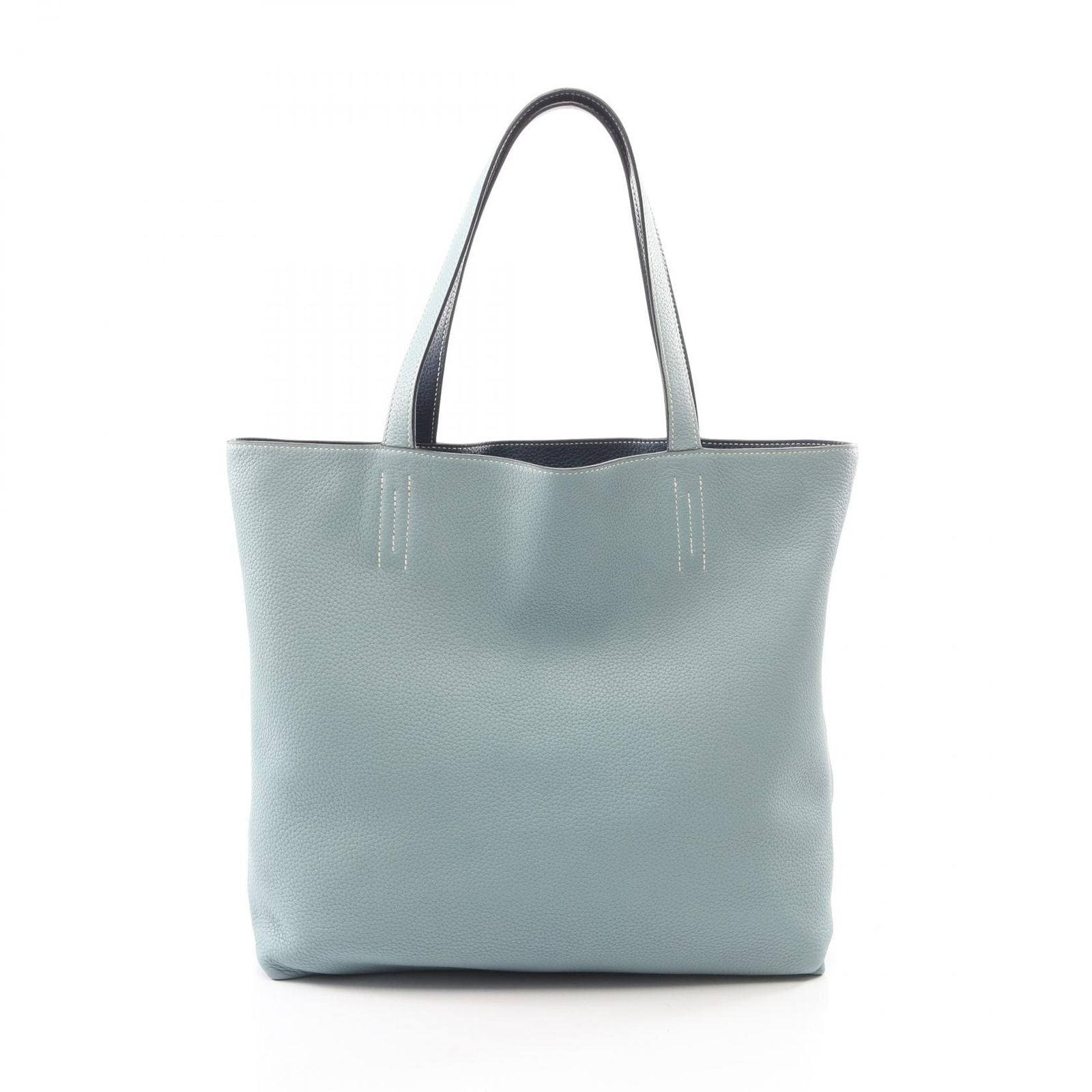 Hermes Tote Bag Double Sens 45 Navy Ciel Leather — view 6