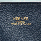 Hermes Tote Bag Double Sens 45 Navy Ciel Leather — view 4