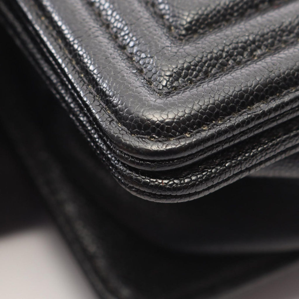 Chanel Shoulder Bag Boy Small Black Caviar Leather Boy Stitch Chain — view 7