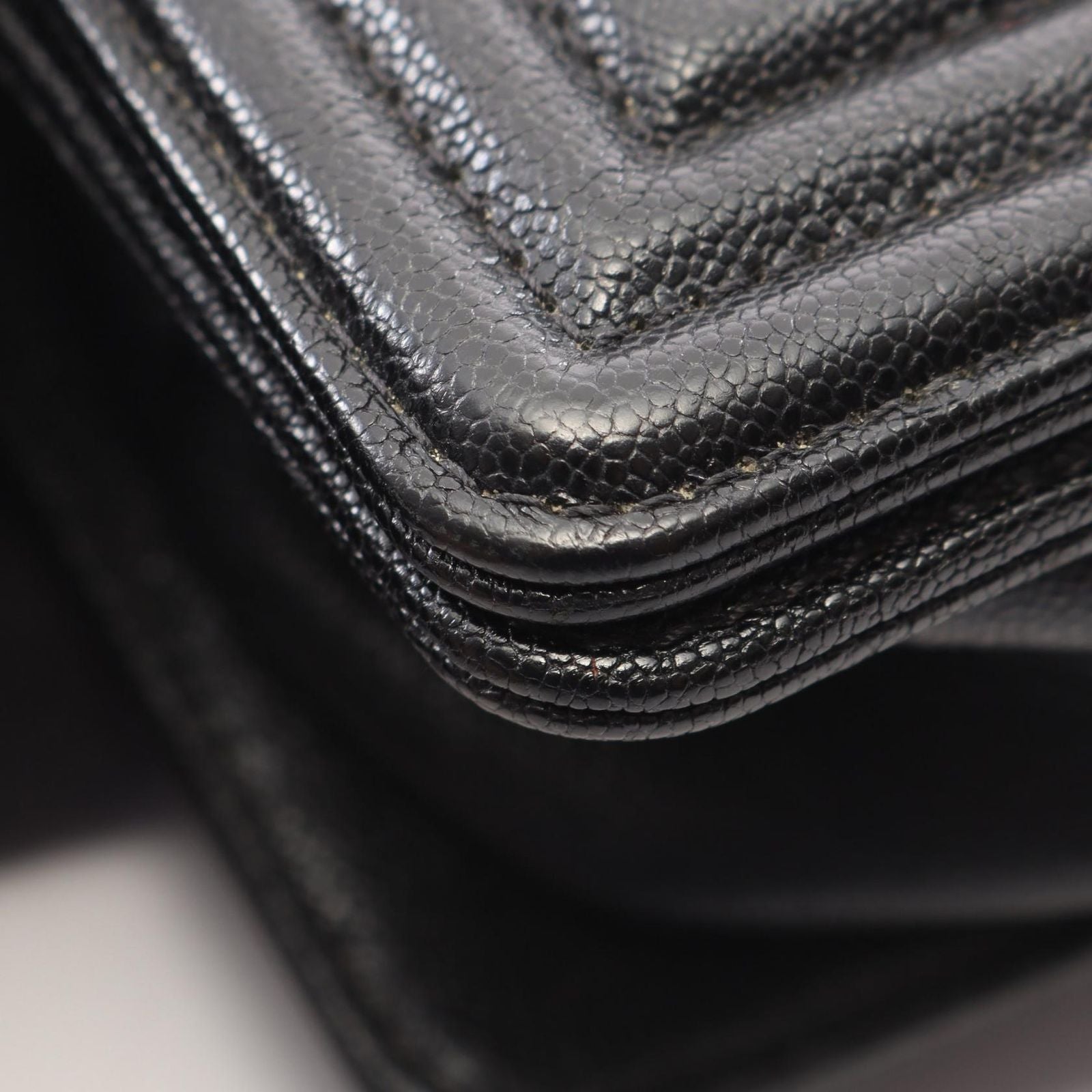 Chanel Shoulder Bag Boy Small Black Caviar Leather Boy Stitch Chain — view 7