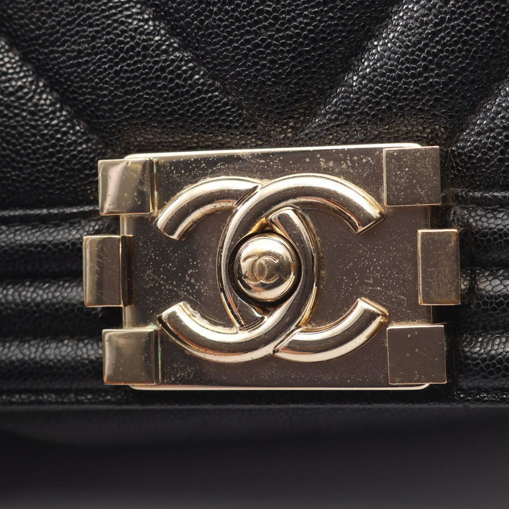 Chanel Shoulder Bag Boy Small Black Caviar Leather Boy Stitch Chain — view 6