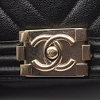 Chanel Shoulder Bag Boy Small Black Caviar Leather Boy Stitch Chain — view 6