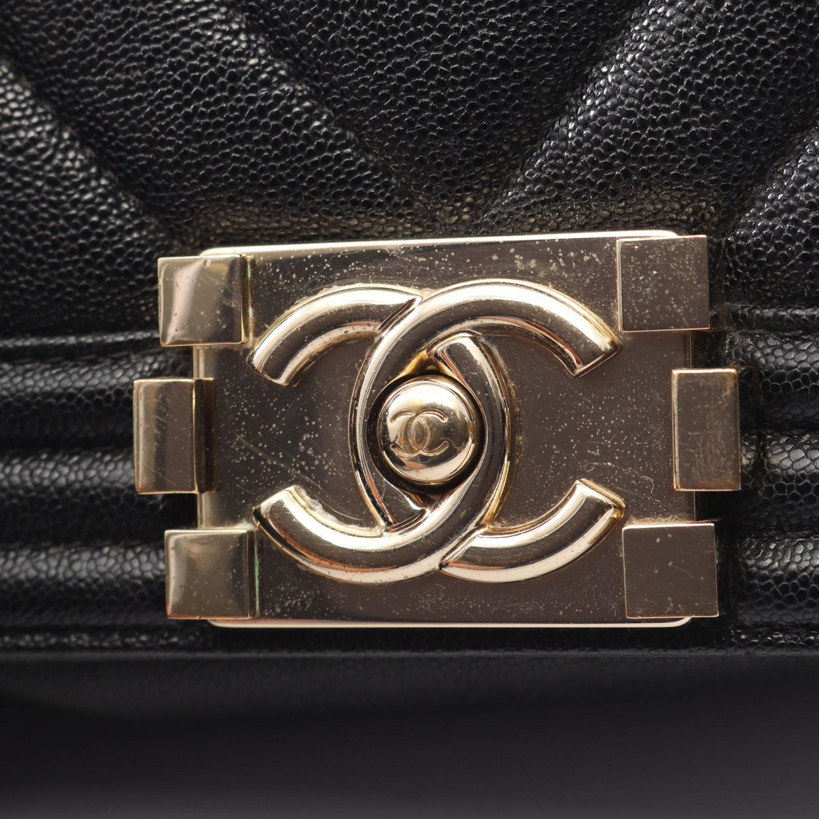 Chanel Shoulder Bag Boy Small Black Caviar Leather Boy Stitch Chain — view 6