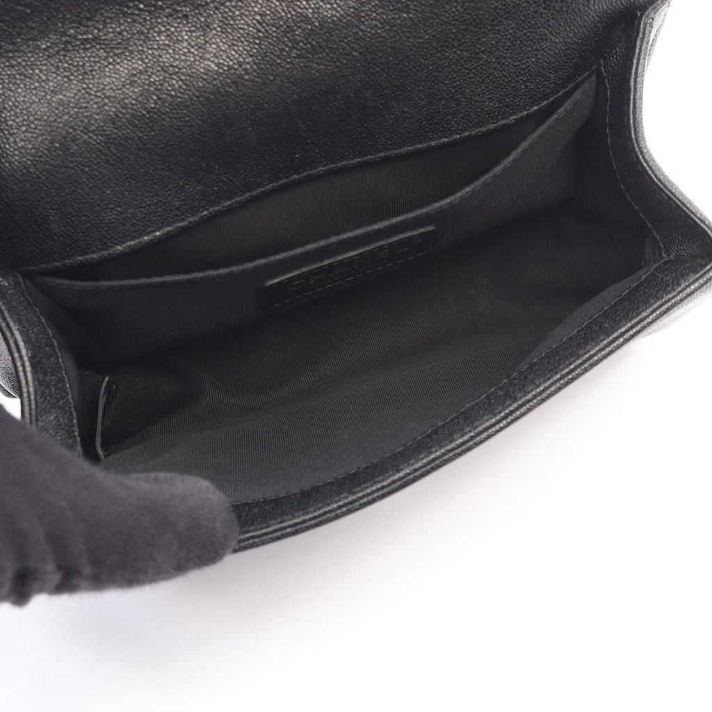 Chanel Shoulder Bag Boy Small Black Caviar Leather Boy Stitch Chain — view 3