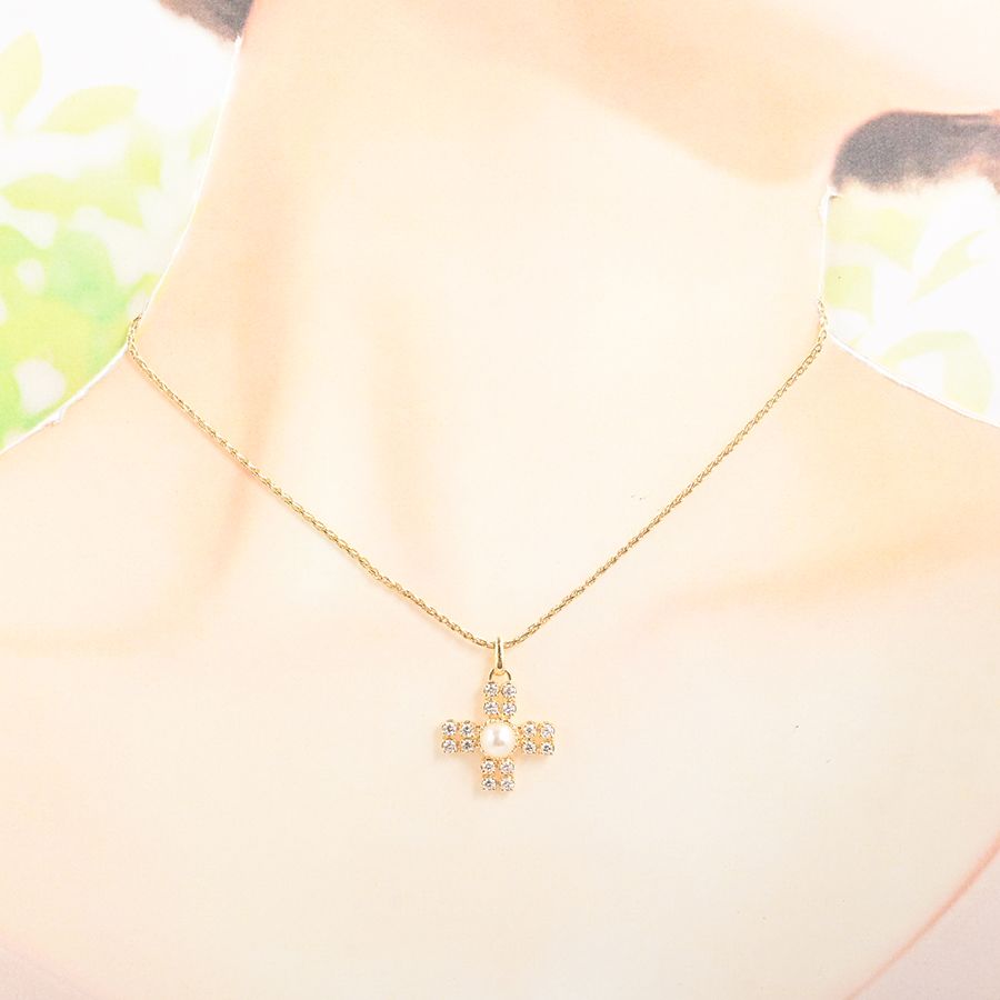 Dior Necklace Pearl Gold — view 6
