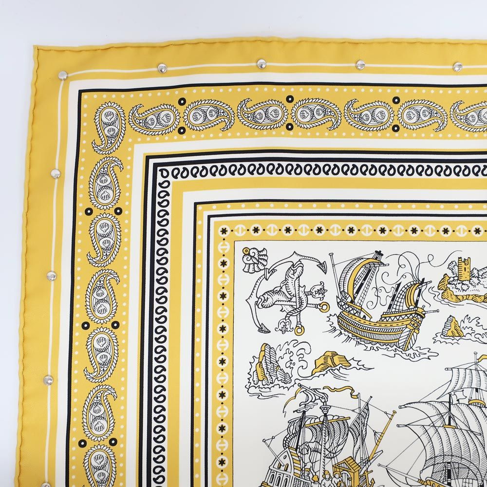 Hermes Heaven Carre 70 Cloete Sailor Tattoo Bandana Scarf Silk Yellow White — view 4