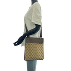 Gucci Beige Brown Silver GG Canvas Leather Shoulder Bag Pochette — view 5