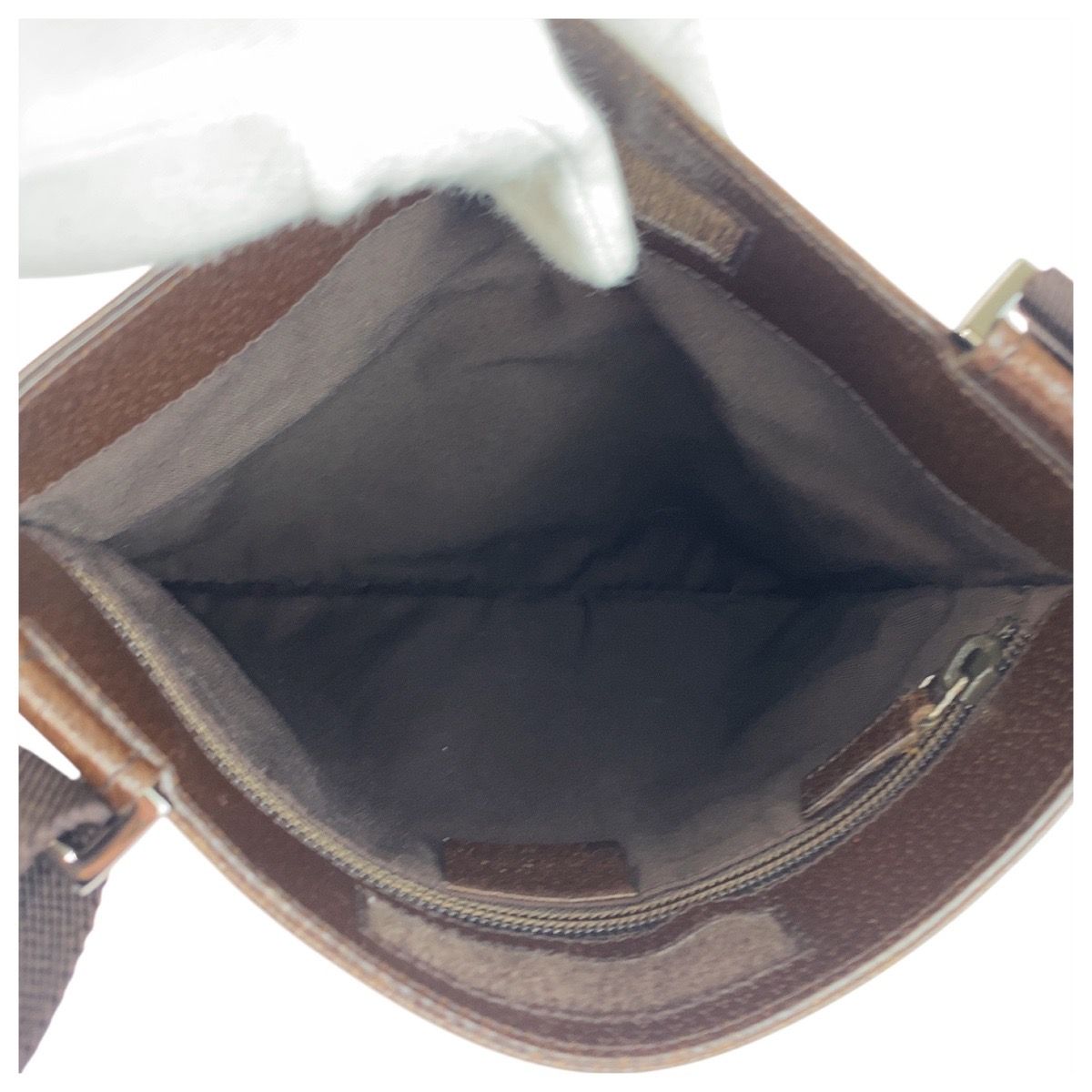Gucci Beige Brown Silver GG Canvas Leather Shoulder Bag Pochette — view 7