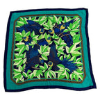 Hermes Shawl Carre 90 Navy Green les Perroquets Bird Leaf Pattern Cashmere Silk — view 4