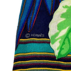 Hermes Shawl Carre 90 Navy Green les Perroquets Bird Leaf Pattern Cashmere Silk — view 2