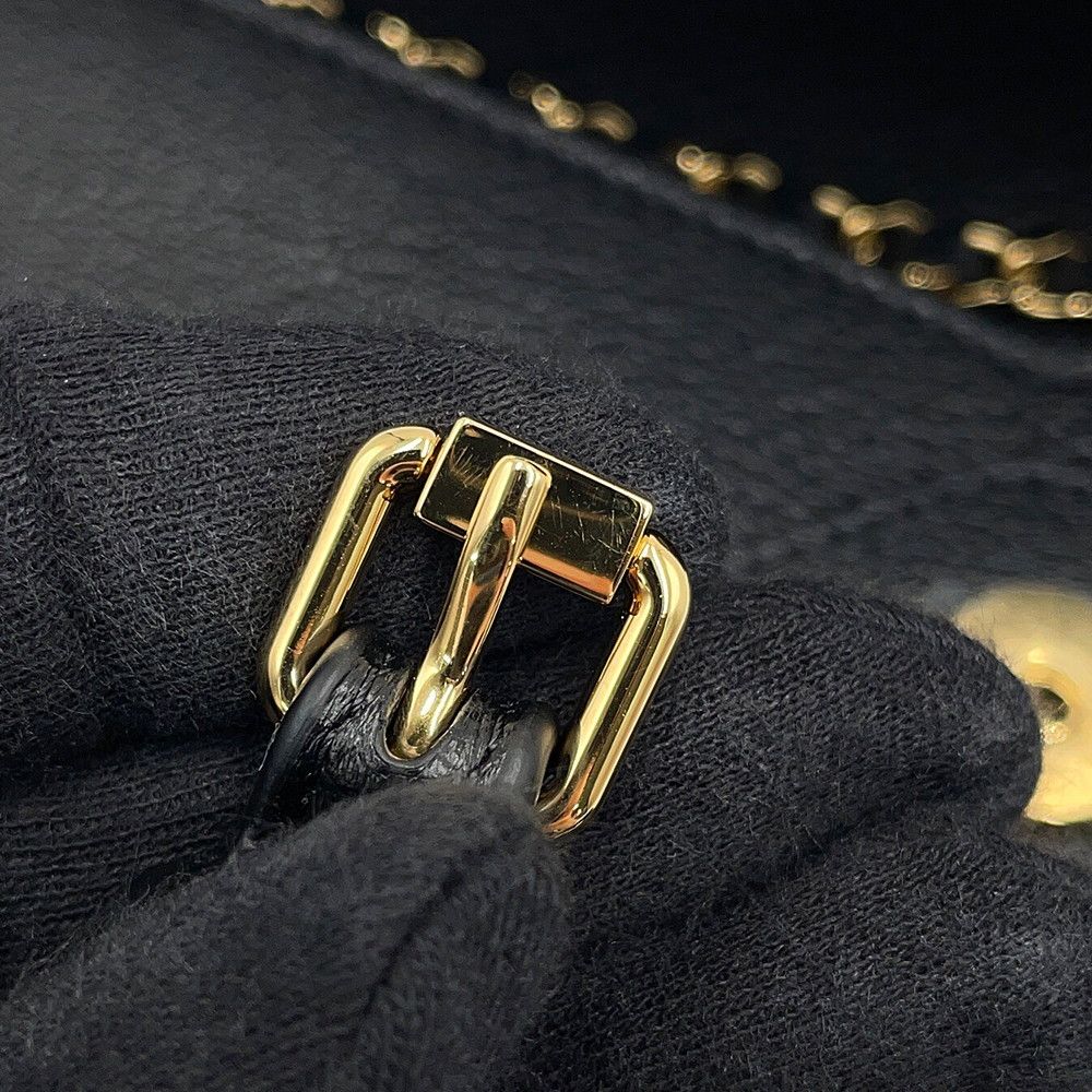 Chanel Chain Shoulder Bag Strap Clutch CC Logo Grained Goat Skin Black — view 8
