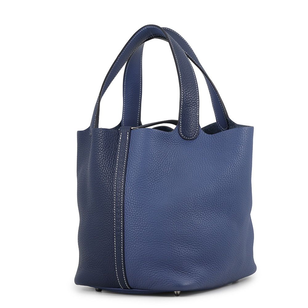 Hermes Picotin Lock MM Kazak Blue Saffir Brighton Silver Taurillon Clemence — view 2