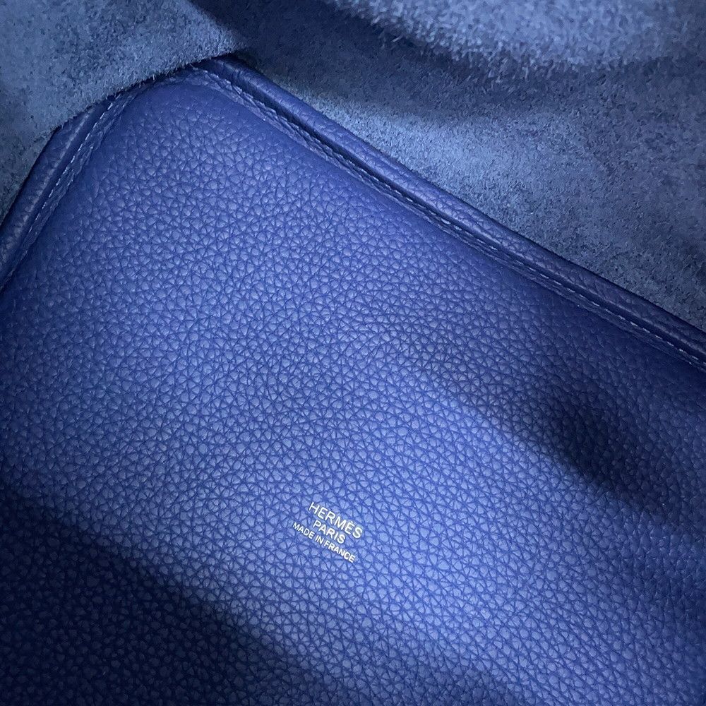 Hermes Picotin Lock MM Kazak Blue Saffir Brighton Silver Taurillon Clemence — view 8