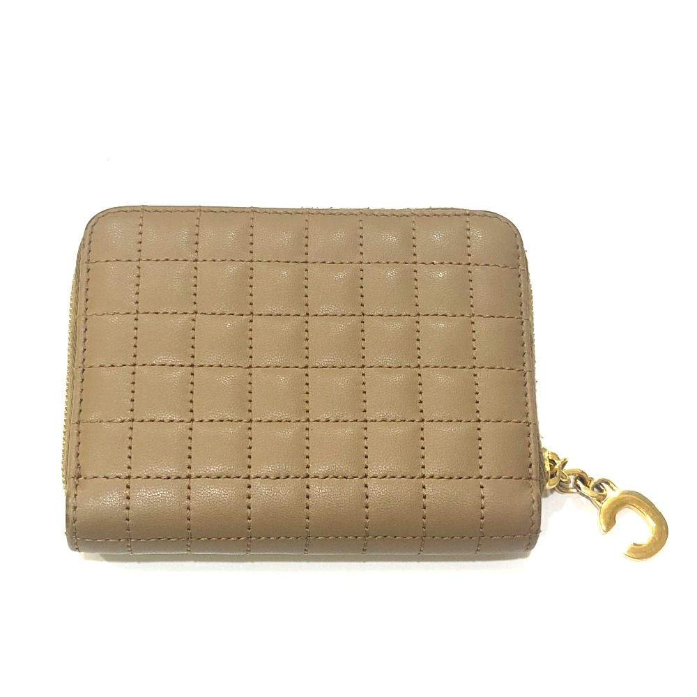 Celine Coin Case C Charm Compact Zip Wallet Leather Khaki Brown — view 2