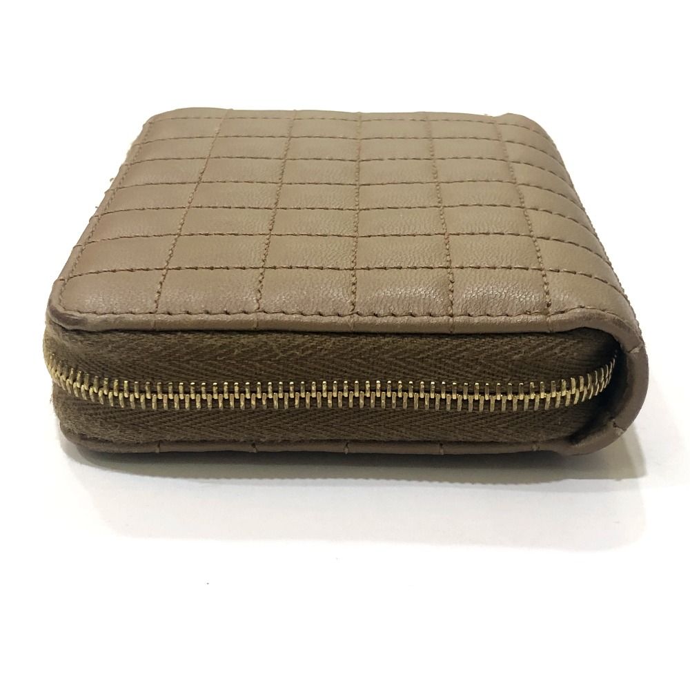 Celine Coin Case C Charm Compact Zip Wallet Leather Khaki Brown — view 4
