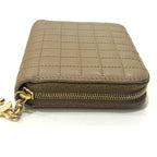 Celine Coin Case C Charm Compact Zip Wallet Leather Khaki Brown — view 3