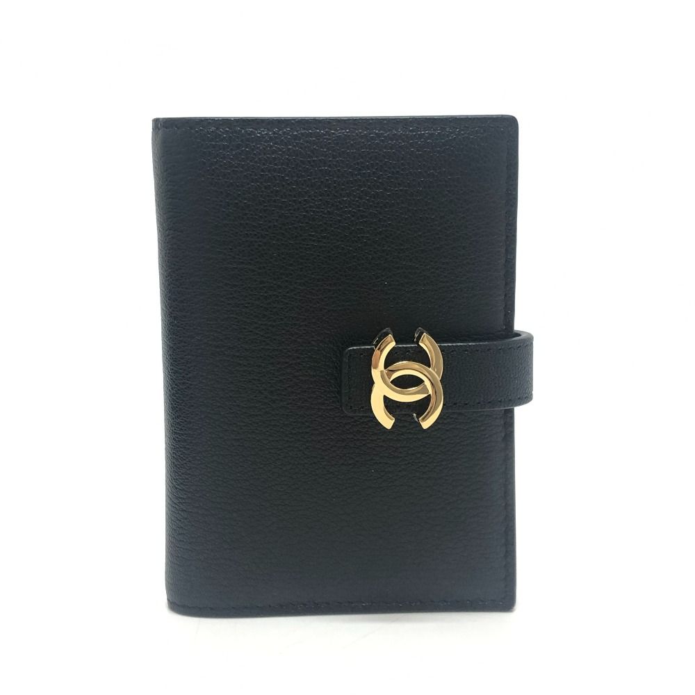 Chanel Passport Case CC Logo Leather Black