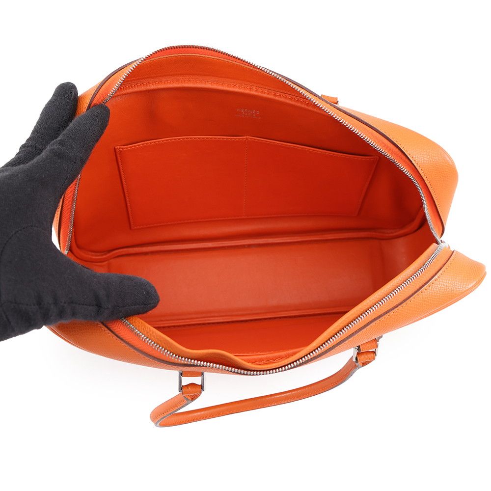 Hermes Handbag Plume Elan 28 Orange Silver Epsom — view 5