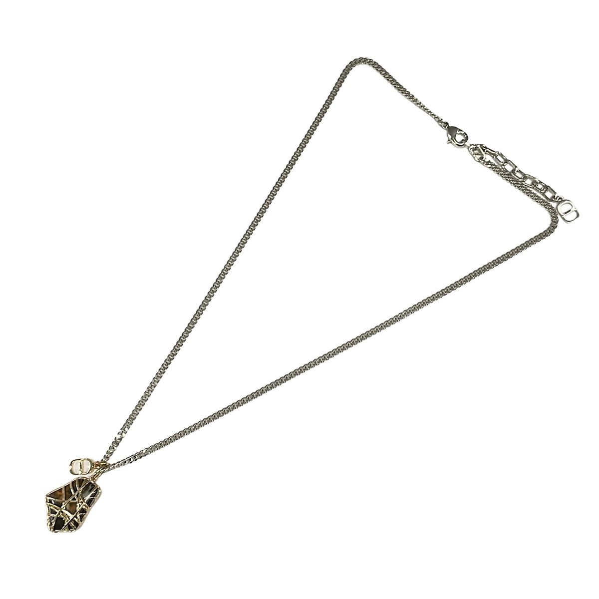 Dior Necklace Gold Silver Dark Brown — view 2