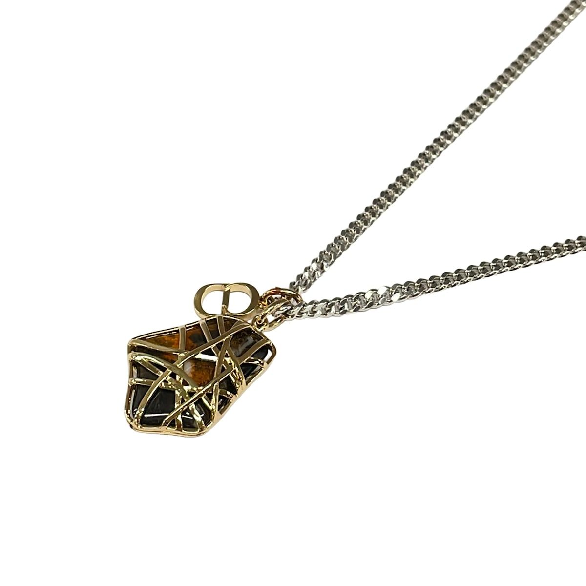 Dior Necklace Gold Silver Dark Brown
