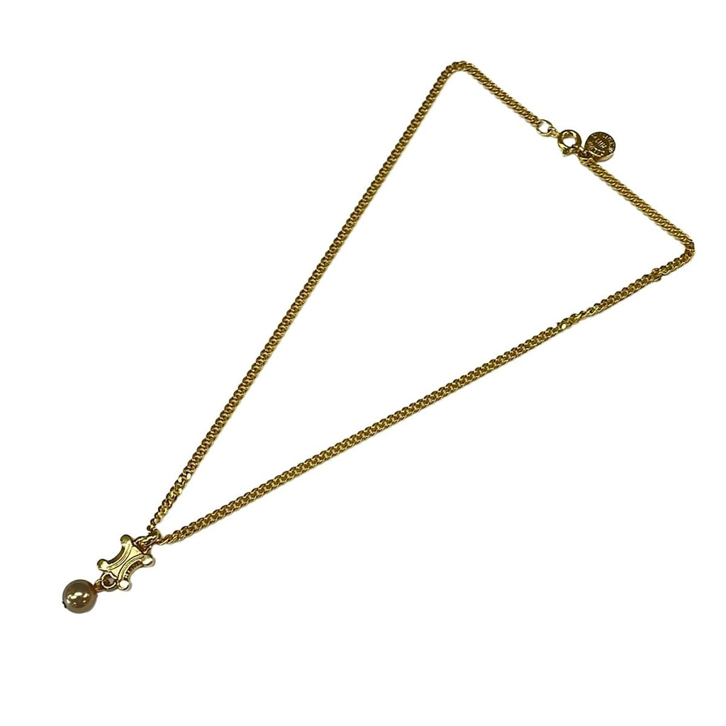 Celine Necklace Triomphe Gold Faux Pearl — view 2